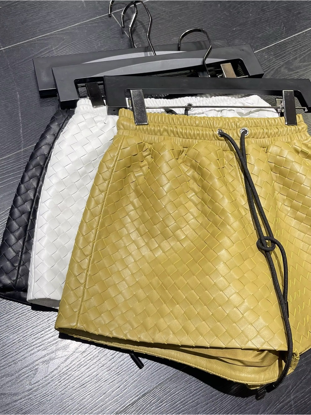 Leather Basket Weave Shorts